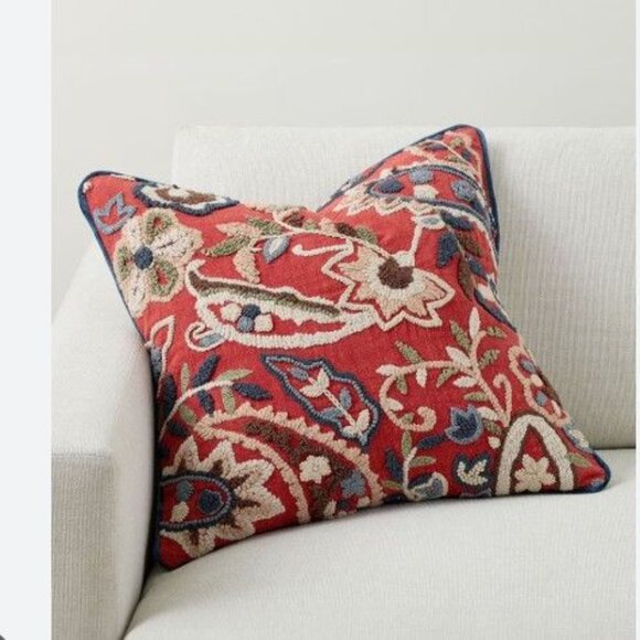 NEW Pottery Barn Nora Embroidered Throw Pillow Shams Boho Chic Modern Vintage